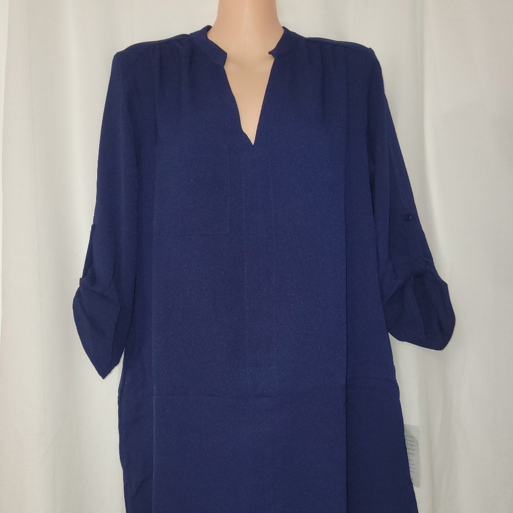 NEW Lush  Navy 3/4 Sleeve Novak Shift Dress